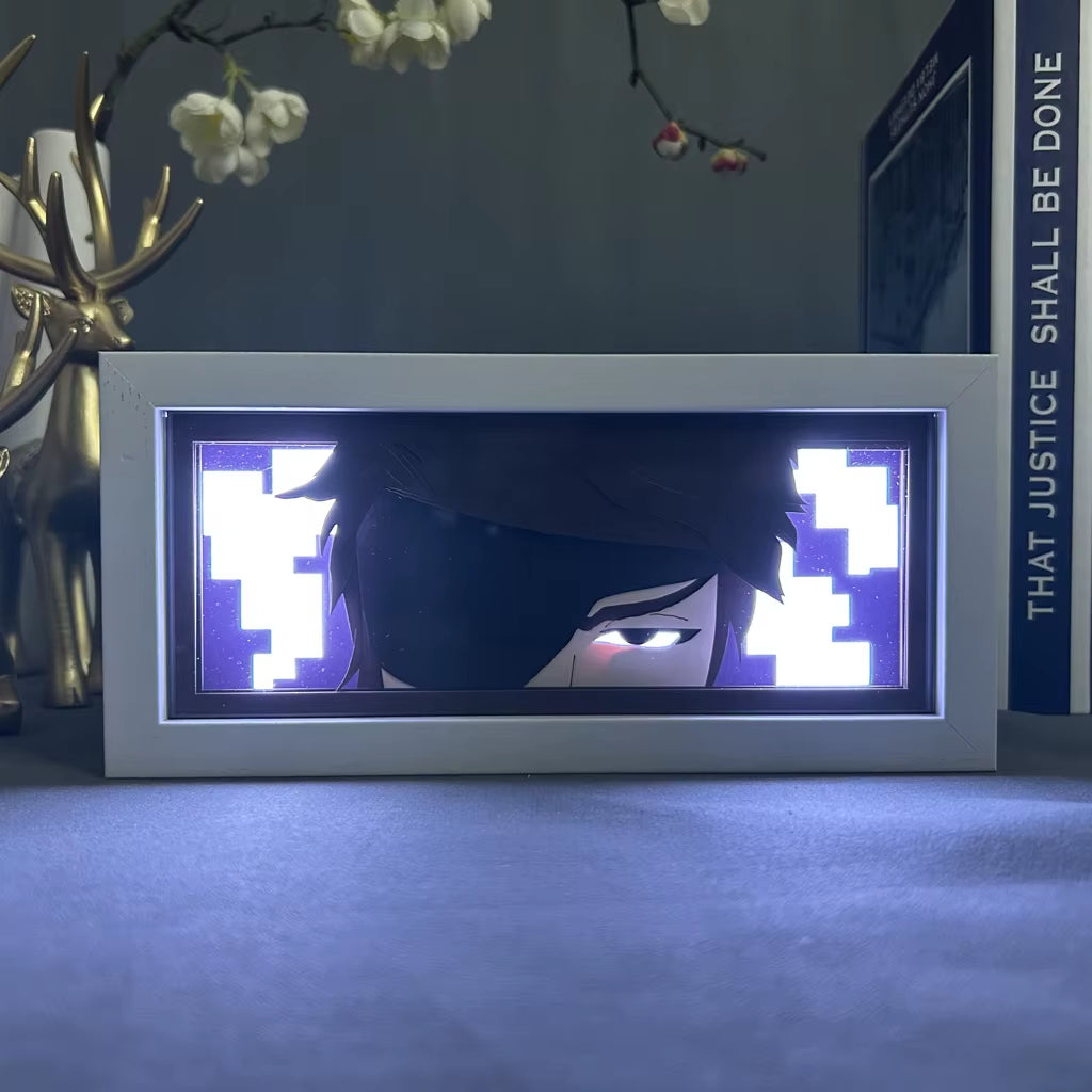 Bleach Sosuke Aizen Anime Figures Lightbox for Room Decoration Aizen Face Eyes Manga Paper Carving Table Lamp Gamer Night Light