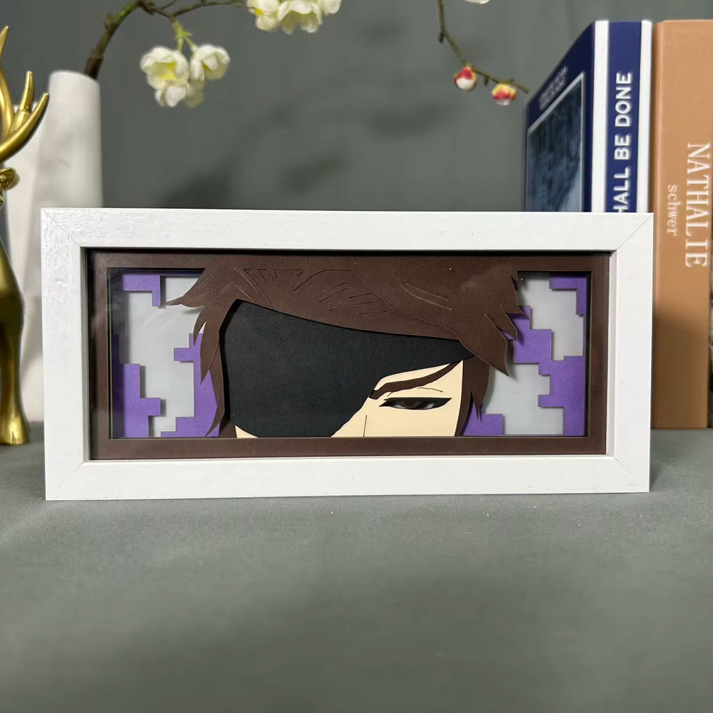 Bleach Sosuke Aizen Anime Figures Lightbox for Room Decoration Aizen Face Eyes Manga Paper Carving Table Lamp Gamer Night Light