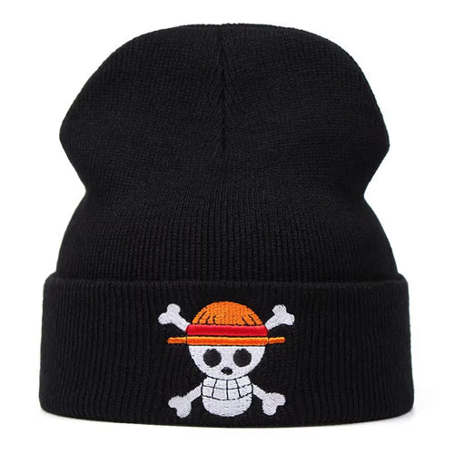 Anime Knited Hats Cosplay Adult Unisex Cap Cartoon Lufy Anime Peripheral Fashion Warm Beanie Hat Skull Embroidery Hood