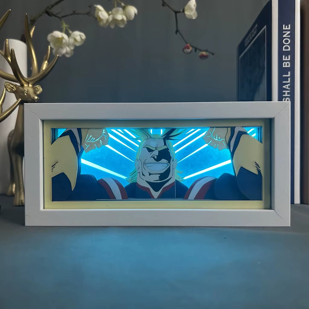 Anime Figures Light Box My Hero Academia All Might Face Gaming Room Decoration Manga Paper Cut Led Night Lamp Mha Lightbox Eye