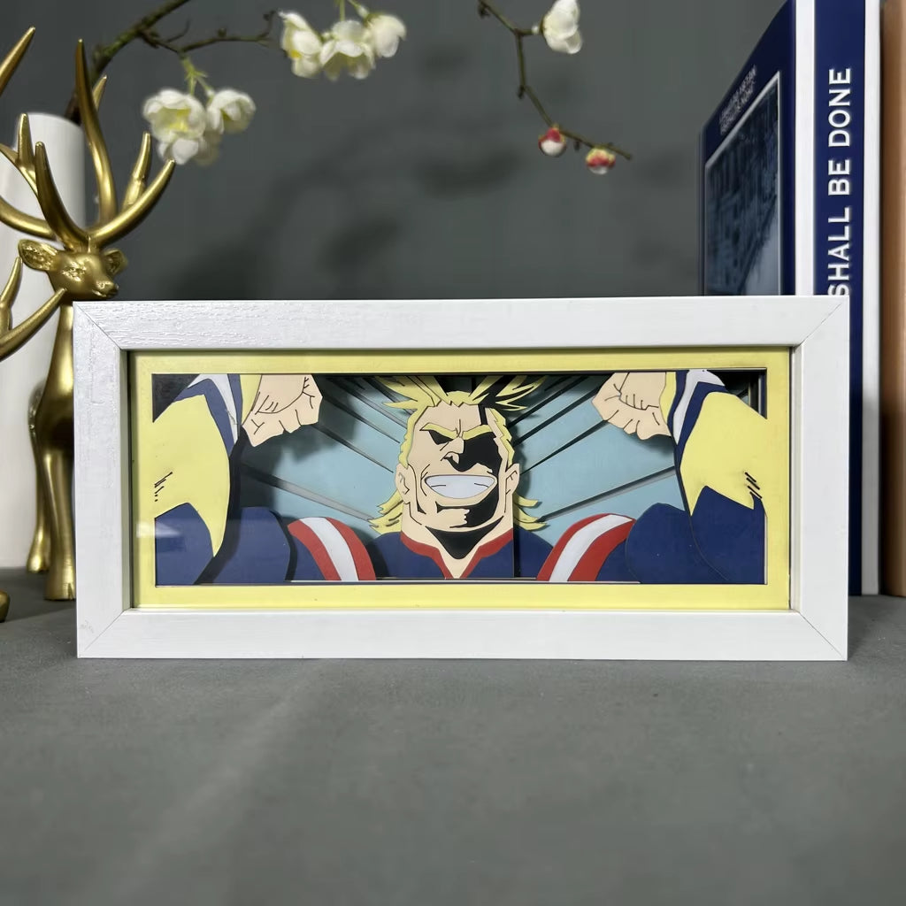 Anime Figures Light Box My Hero Academia All Might Face Gaming Room Decoration Manga Paper Cut Led Night Lamp Mha Lightbox Eye