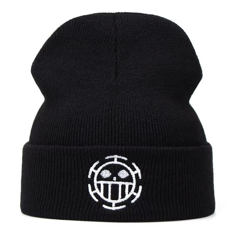 Anime Knited Hats Cosplay Adult Unisex Cap Cartoon Lufy Anime Peripheral Fashion Warm Beanie Hat Skull Embroidery Hood