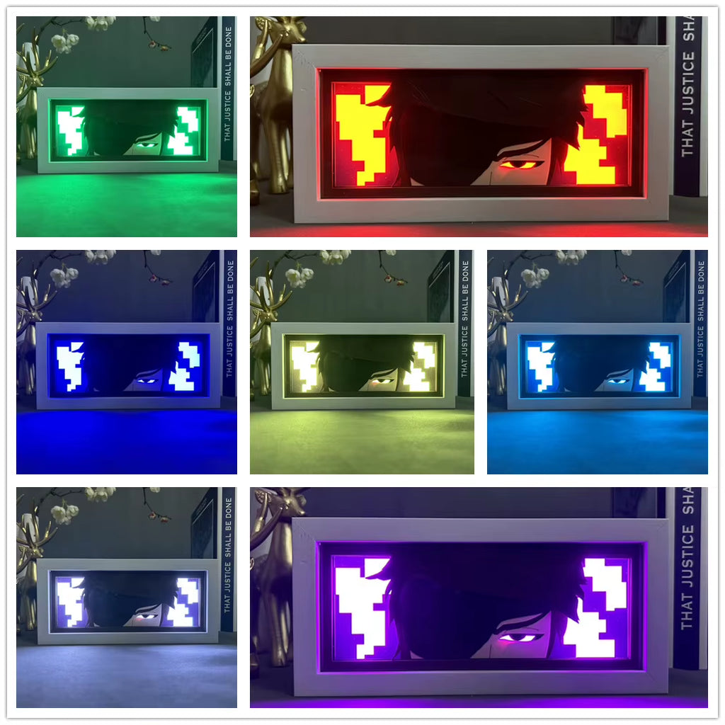 Bleach Sosuke Aizen Anime Figures Lightbox for Room Decoration Aizen Face Eyes Manga Paper Carving Table Lamp Gamer Night Light