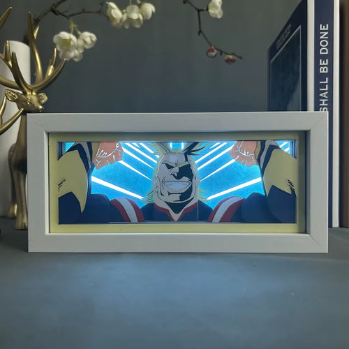 Anime Figures Light Box My Hero Academia All Might Face Gaming Room Decoration Manga Paper Cut Led Night Lamp Mha Lightbox Eye