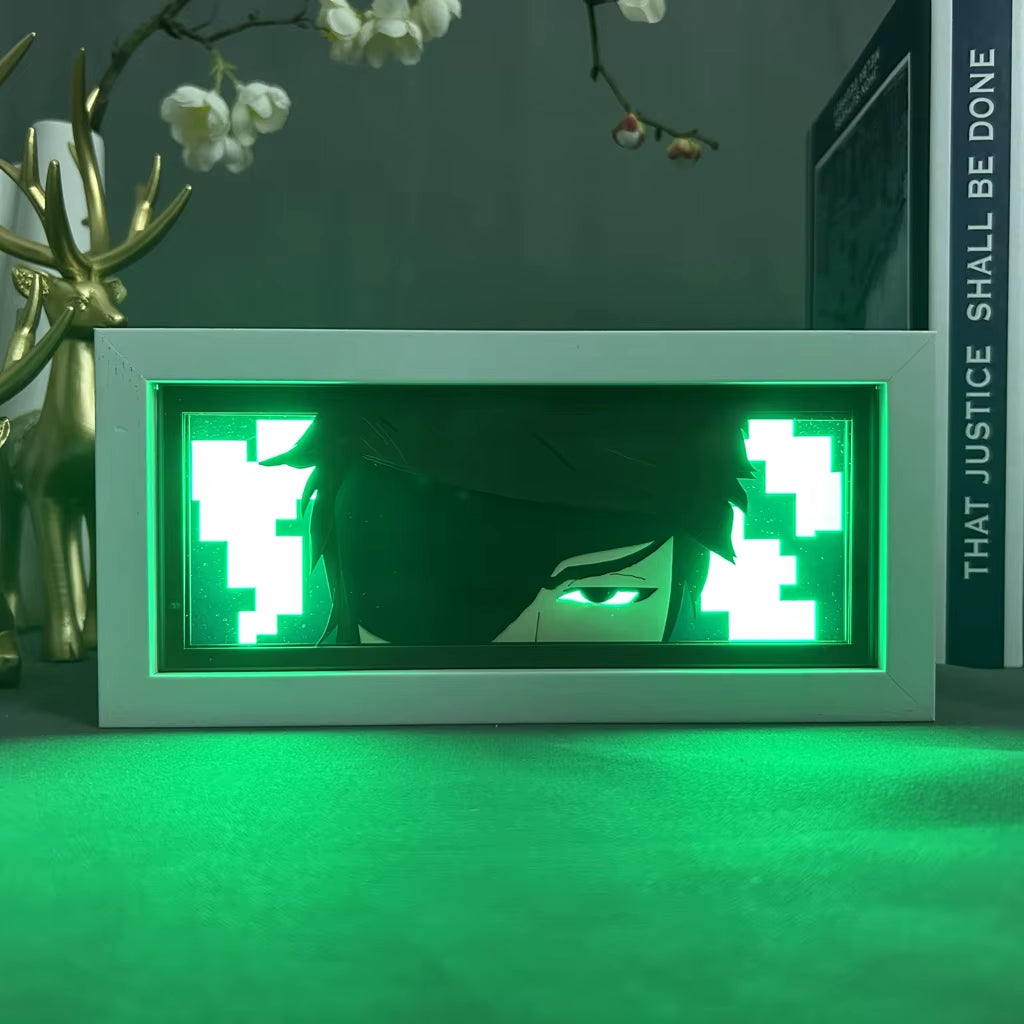 Bleach Sosuke Aizen Anime Figures Lightbox for Room Decoration Aizen Face Eyes Manga Paper Carving Table Lamp Gamer Night Light