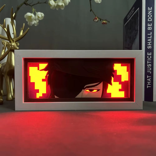 Bleach Sosuke Aizen Anime Figures Lightbox for Room Decoration Aizen Face Eyes Manga Paper Carving Table Lamp Gamer Night Light