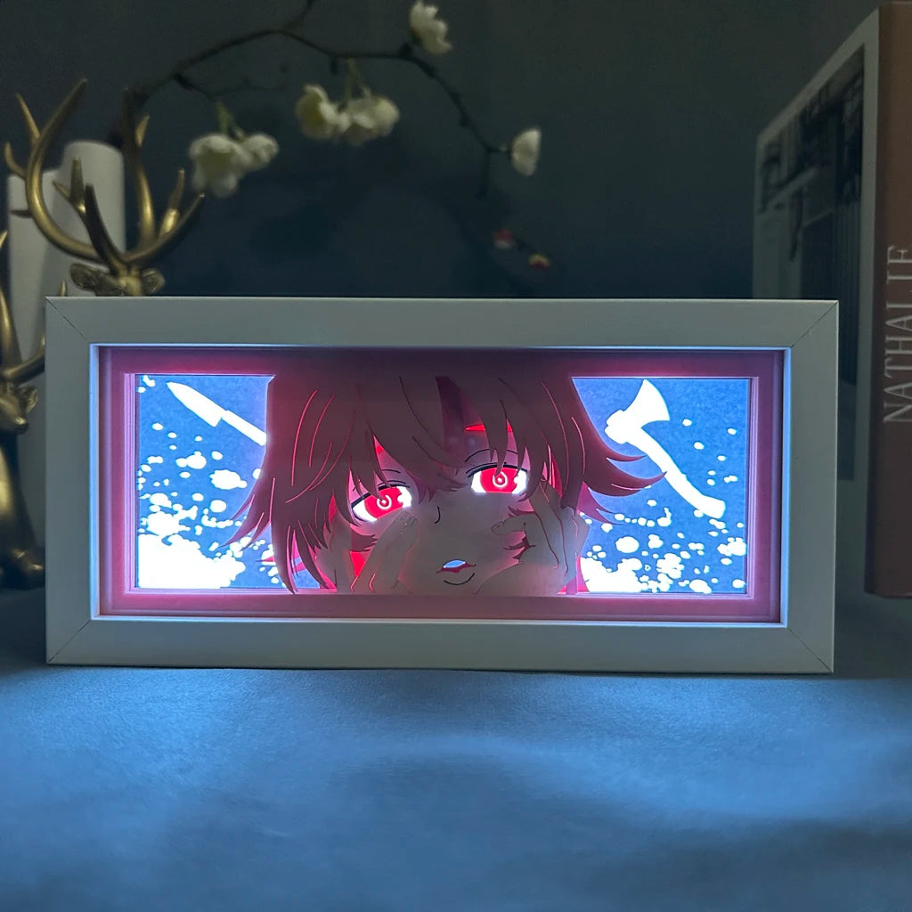 Paper Cut Anime Light Box Future Diary Yuno Gasai for Bedroom Decor Birthday Gift Manga Shadow Box Desk Table Lamp Night Light