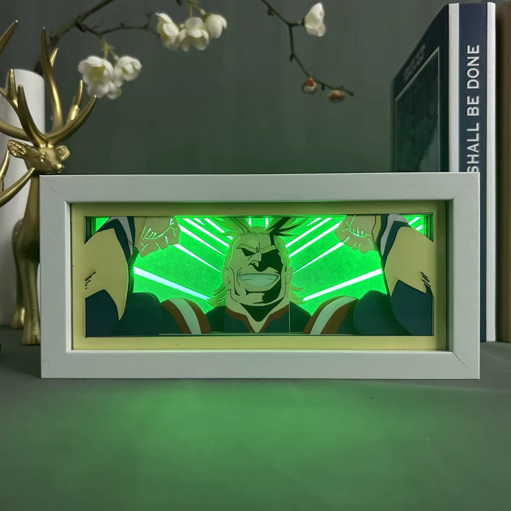 Anime Figures Light Box My Hero Academia All Might Face Gaming Room Decoration Manga Paper Cut Led Night Lamp Mha Lightbox Eye