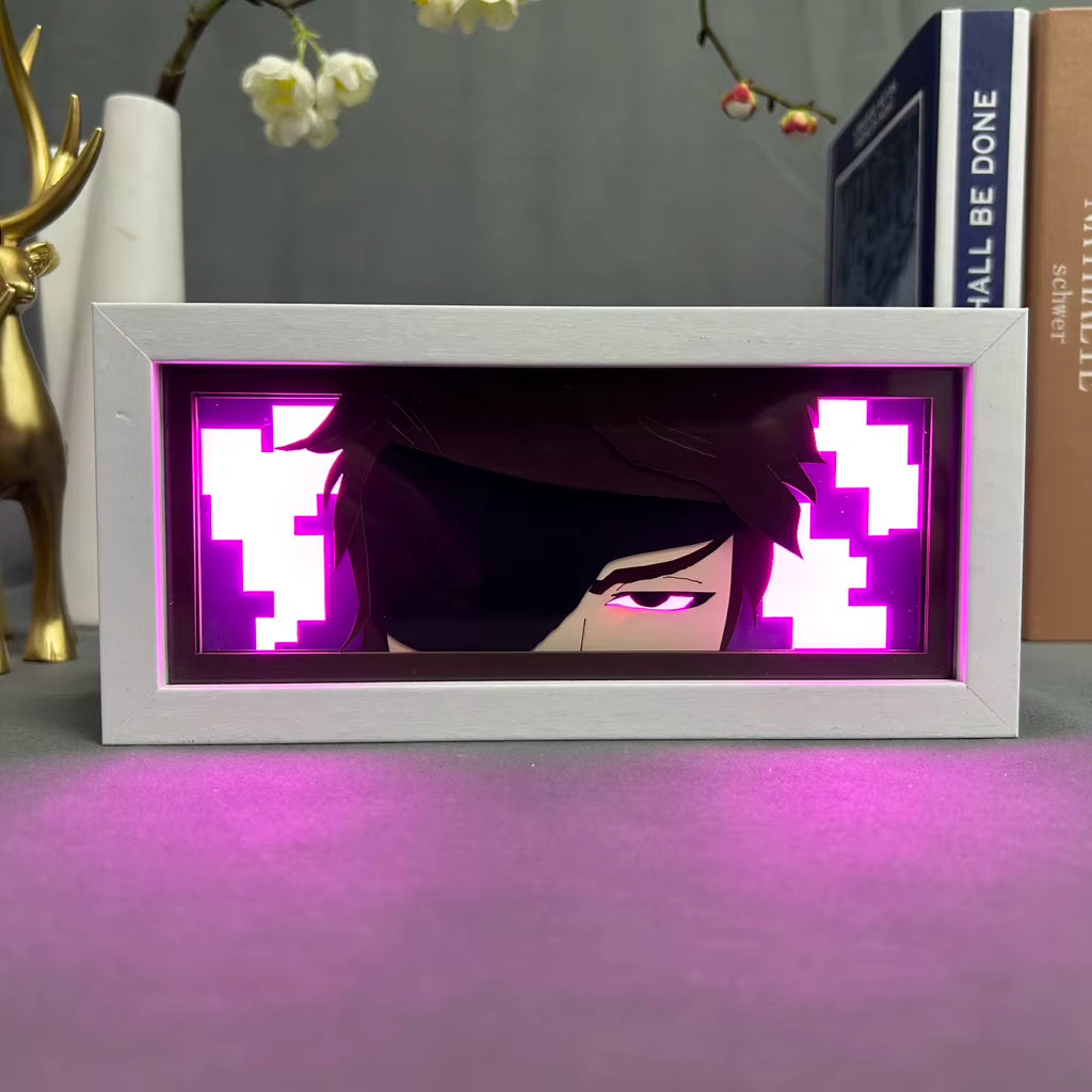 Bleach Sosuke Aizen Anime Figures Lightbox for Room Decoration Aizen Face Eyes Manga Paper Carving Table Lamp Gamer Night Light