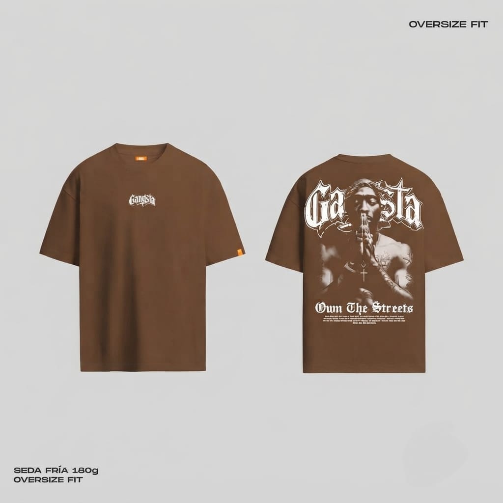 Camiseta OVERSIZE 180g SEDA FRÍA "Gangsta" | Edición 2Pac