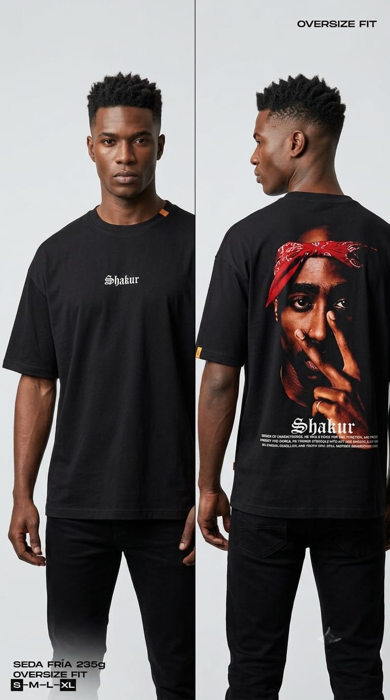 CAMISETA 2PAC OVERSIZE- FIT 235G SEDA FRÍA.
