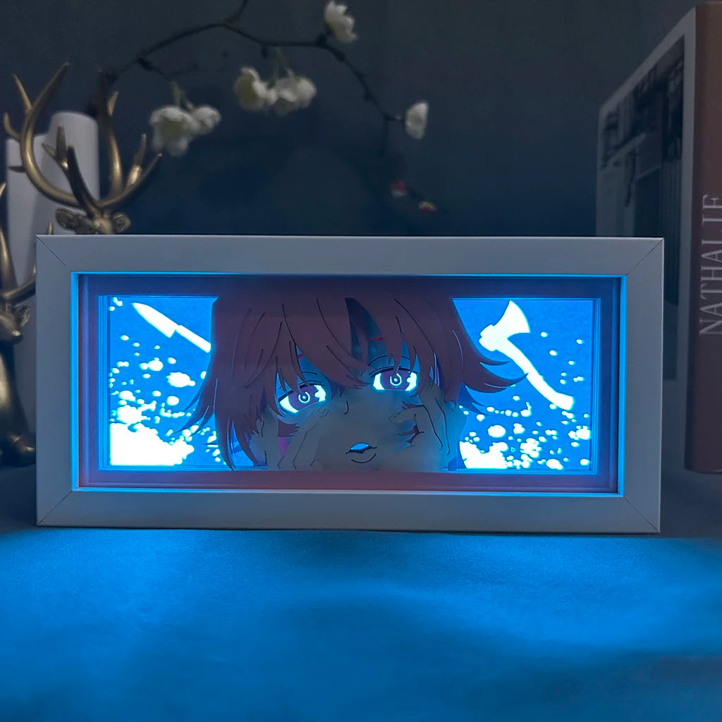 Paper Cut Anime Light Box Future Diary Yuno Gasai for Bedroom Decor Birthday Gift Manga Shadow Box Desk Table Lamp Night Light