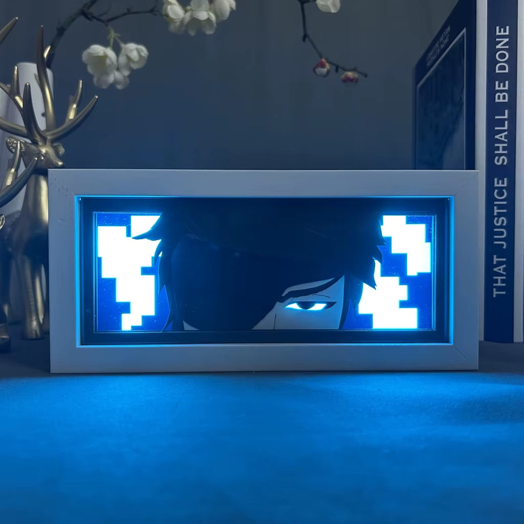 Bleach Sosuke Aizen Anime Figures Lightbox for Room Decoration Aizen Face Eyes Manga Paper Carving Table Lamp Gamer Night Light