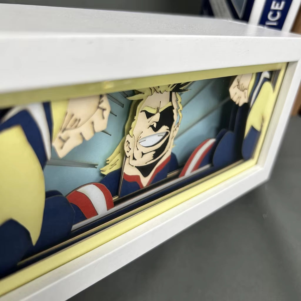 Anime Figures Light Box My Hero Academia All Might Face Gaming Room Decoration Manga Paper Cut Led Night Lamp Mha Lightbox Eye