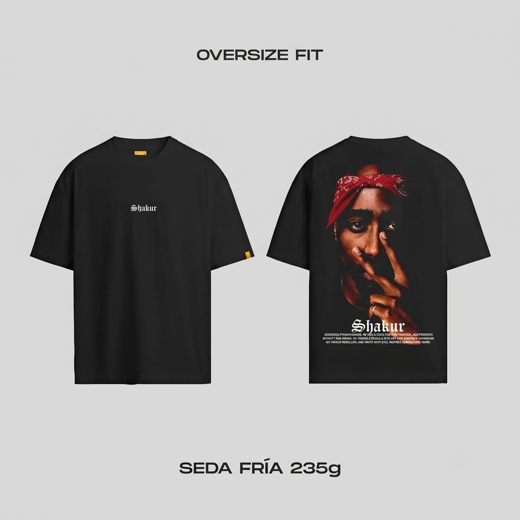 CAMISETA 2PAC OVERSIZE- FIT 235G SEDA FRÍA.